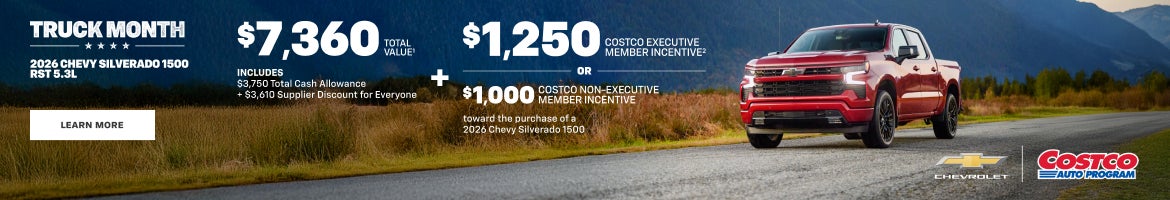 2026 Chevy Silverado 1500 RST 5.3L. $7,360 TOTAL VALUE. Includes $3,750 Total Cash Allowance + $3...